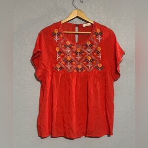 Embroidered orange Women's Top